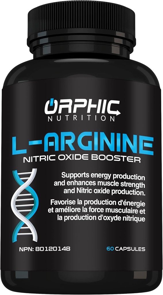 אוPHIC NUTRITION L Arginine תוסף עבור גברים 1000 מ"ג + - 60 קפסולות - L Citrulline ו Nitric Oxide תוספת לתמיכה בריאות השרירים, פעילות גופנית אנדורנס, בריאות הלב, רמות * אנרגיה *