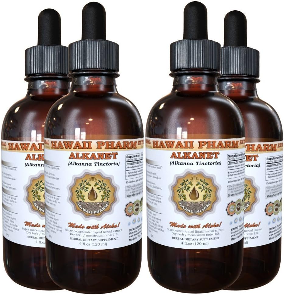 Alkanet Liquid Extract, Alkanet (Alkanna Tinctoria) Wurzel Tinktur Kräuterergänzung 4x4 oz