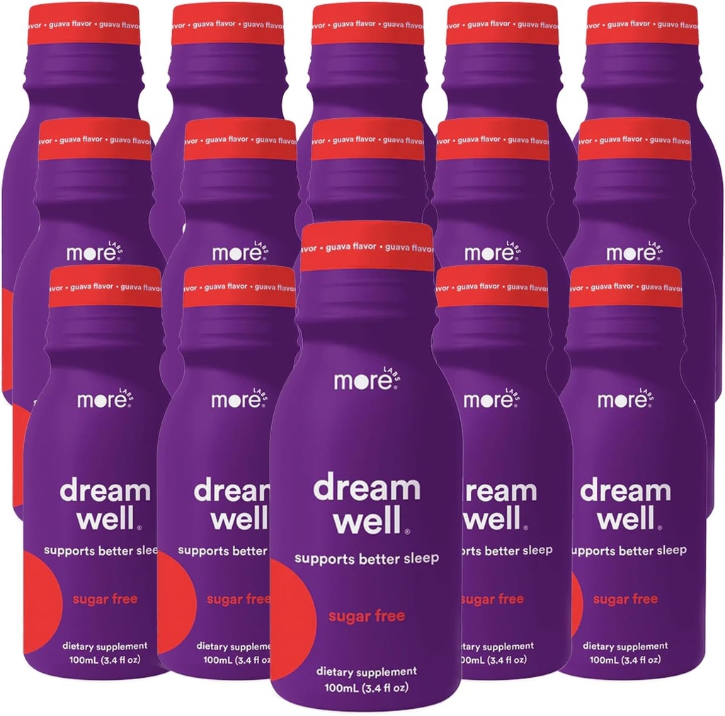 More Labs Dream Well Holistic Sleep Shot Drink 15 Pack | Non-Habit Forming | 레몬밤, 멜라토닌, 글리신 | 수면 지원 솔루션