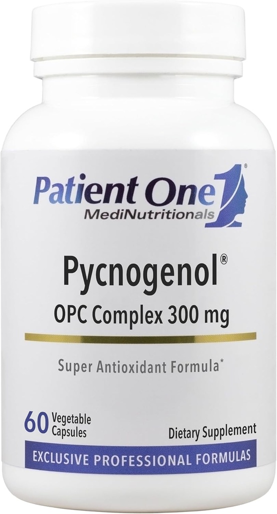 Patient One Pycnogenol OPC Complex 300mg | Supplement to Support Vascular Health and Healthy Aging* | French Maritime Pine Bark and More | 60 Capsules