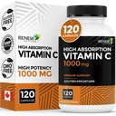 RENEW ACTIVES Maximum Strength Vitamin C 1000MG per Serving – Antioxidant & Immune Booster for Overall Health, Bones, Teeth & Gums – Non-GMO, Sugar-Free, 4-Month Supply – Made in Canada – 120 Capsules