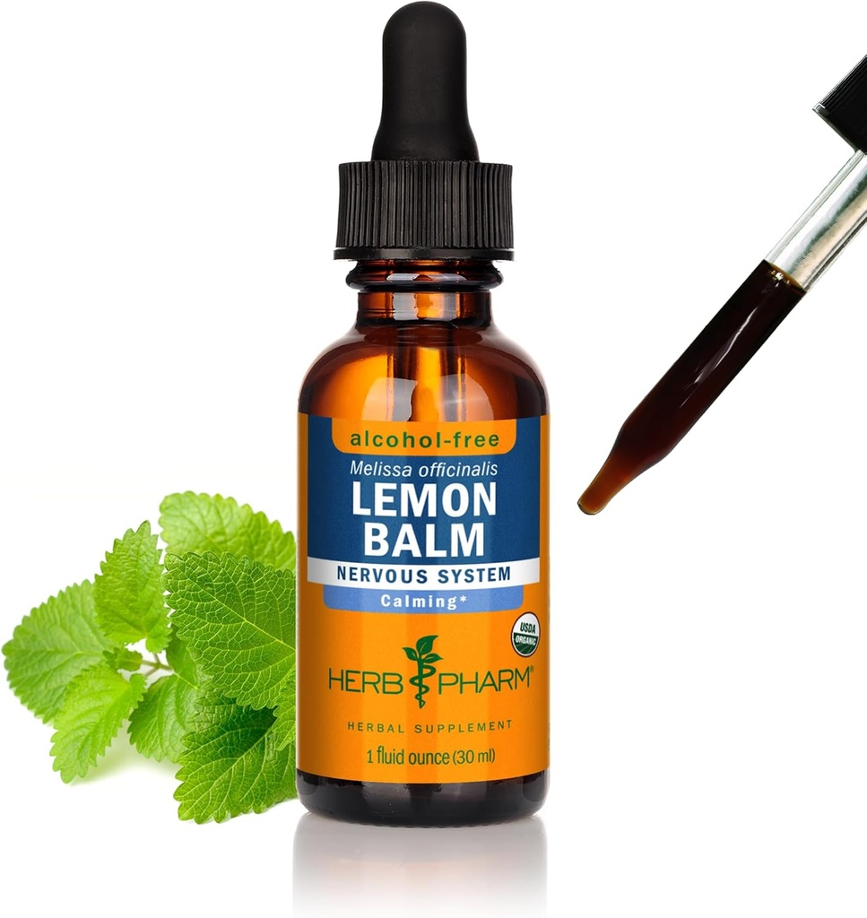 Kräuter Pharm Certified Organic Lemon Balm Liquid Extract für die Berechnung Nervous System Support, Alkoholfreie Glycerite, 1 Oz