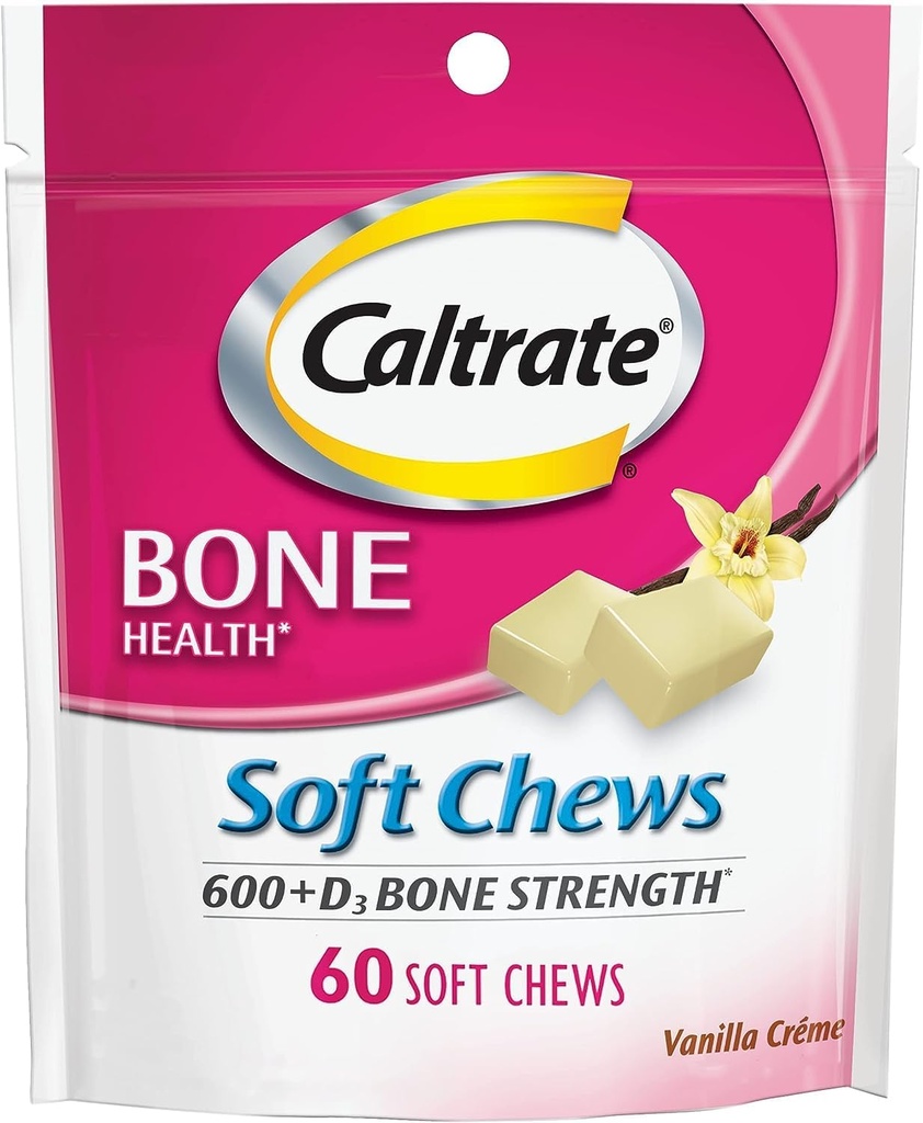 Caltrate Calcium " Vitamin D Soft Chews Vanilla Creme 60 each (Pack of 2)