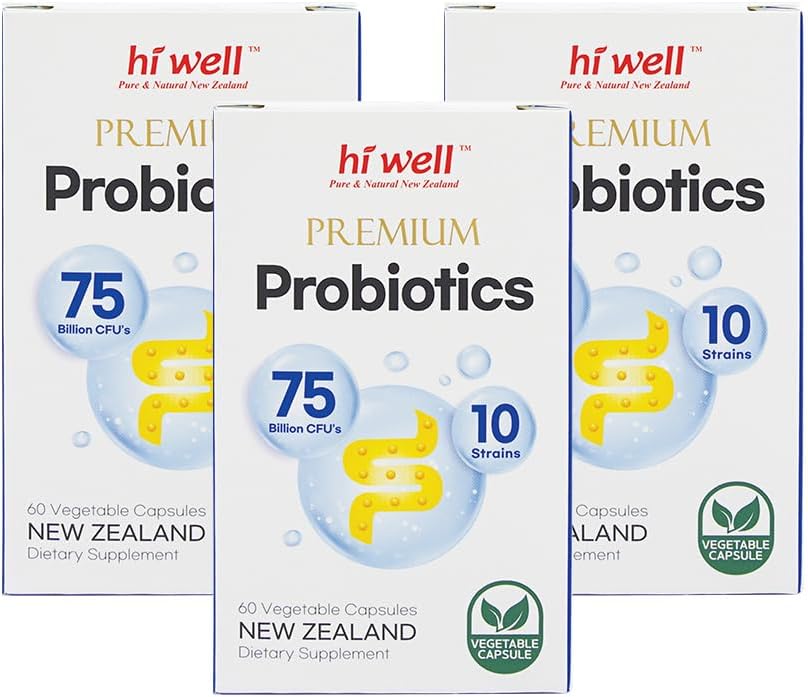 (Pack von 3) Hi Well Premium Probiotics 60Vegetarische Kapseln