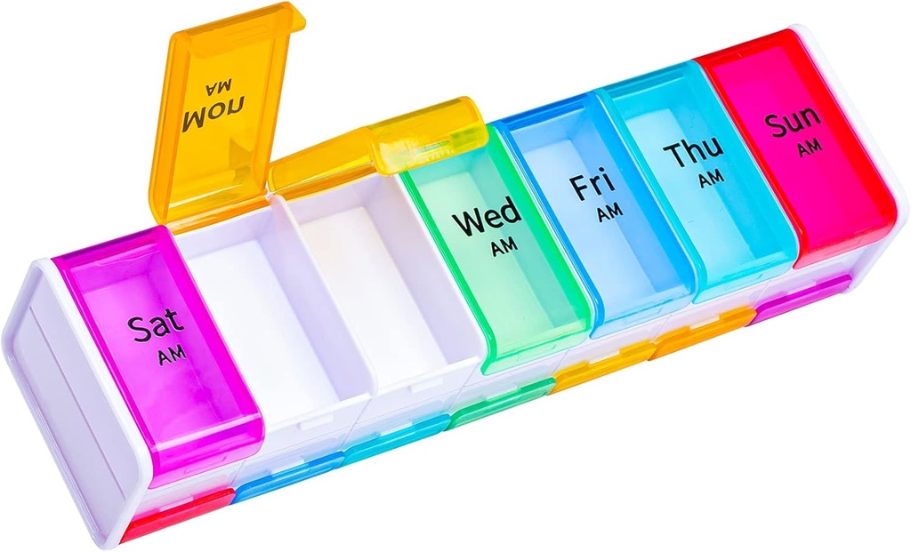 White Extra Large Pill Organizer 2 gånger om dagen, XXL Pill Box 7 Day, Big Weekly Pill Box Organizer, Enorma AM PM Pill Case, Giant Daily Pill Container med 14 XL Compartment för alla Meds (Double-Sided)