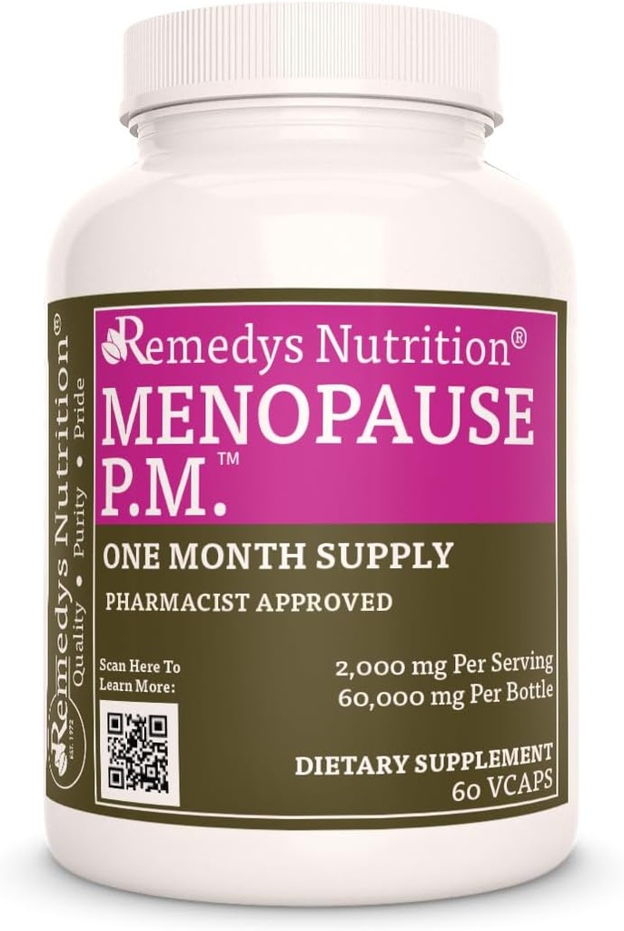 Remedy 's Nutrition Menopause P.M. ™ PHARD 124; 1 000 mg, 60 Vegan Kapsle Bylinný doplněk stravy 124; Dva měsíce Dodávka