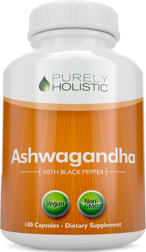 Perfumy Holistic Organic Ashwagandha 1300mg - 180 Kapsułek Wegańskich - 650mg Ashwagandy na Kapsułkę - 3 Miesiące Dostawy - Ekstrakt wysokiej mocy Ashwaganda Root z Black Pepper