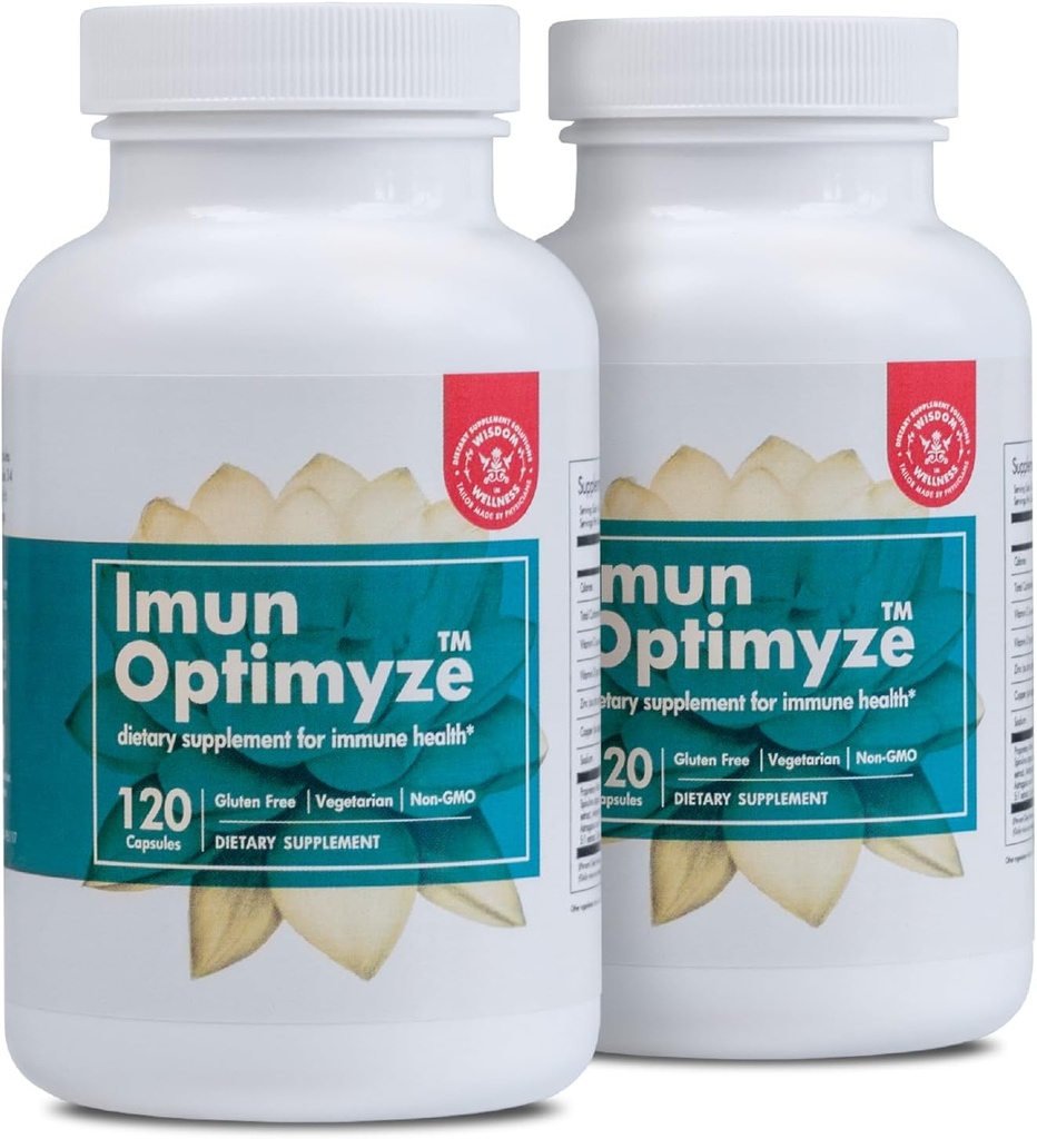Imne OPTIMZE - Suport al sistema Immune suplementari - 120 Capsules 2-Pck - Saldo complex de l'Imne - MultiPeta Capules per a adults - Guten Free i Nominat GMO suplementari
