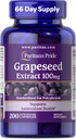 Puritan's Pride Grapeseed Extract 100mg met Citrus Bioflavonoid Complex, Dieetsupplement voor Antioxidant en Hartgezondheidsondersteuning, 200 Rapid Release Capsules