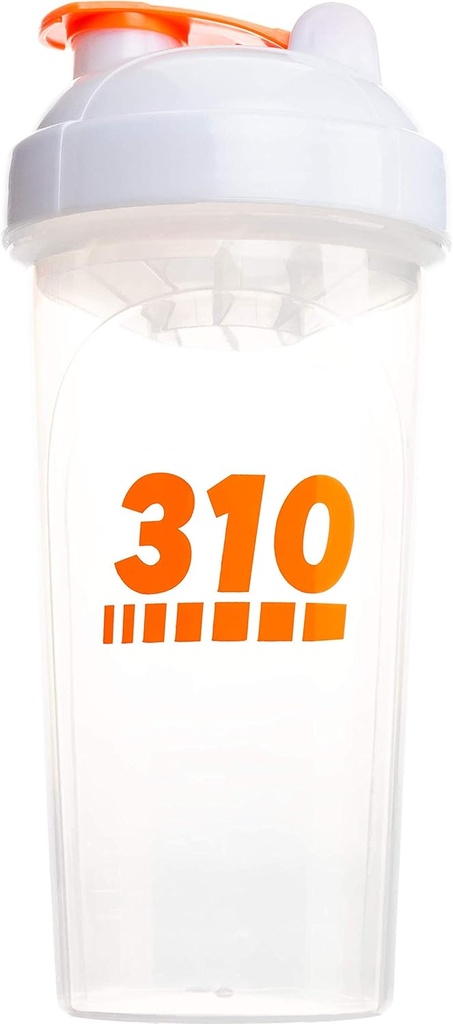 310 Nutrition Protein Shaker Fľaša Strava Náhradný Blender pohár na miešanie proteínové púdry, Citrónová zmes, a pred tréningom (Clear w/White Lid)