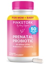 Pink Stork Prenatal Probiotic for Women with 50 Billion CFU | Vitamin B6 & Prebiotics | Pregnancy Probiotics for Morning Sickness | Digestive, Immune, & Gut Health | Vegan & Gluten-Free | 30 Capsules