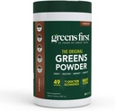 Greens First Original Greens Powder - 49 Superfoods - Organic Fruits & Veggies - Prebiotika, Probiotika & Digestive Enzymes - Antioxidant Smoothie - Dairy Free, Vegan, Non-GMO (Chocolate, 30 Servings)
