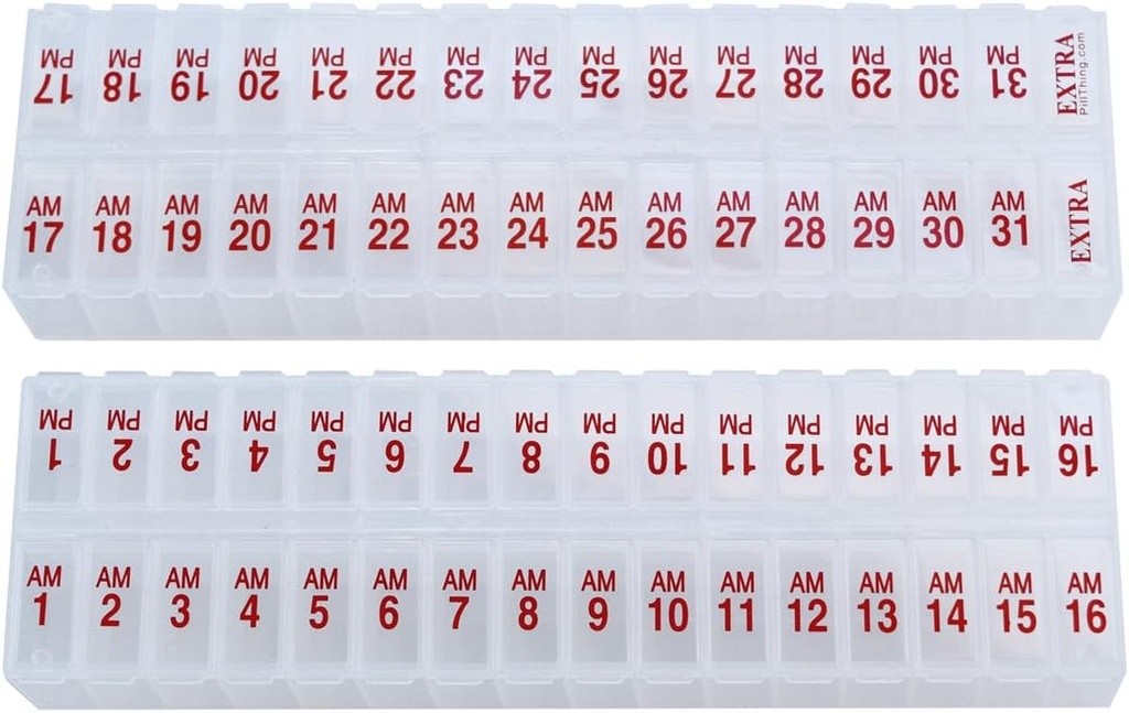 Dvakrát denne Mesačné pilulky Box plánovač Set - AM a PM Medika Organizátor pre 31 dní! Set obsahuje 2 Organizátory po dobu jedného mesiaca. (Clear - 31 deň AM/PM -1 balenie)