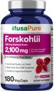 NusaPure Forskohlii 4: 1 ekstrakt, 525 mg, mis vastab 21,00 mg Veggie kapslitele - 180 kapslit (GMO-vaba, Gluteenivaba)
