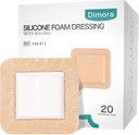 Dimora Mousse en silicone Dressing avec bordure 20 Pack Adhésif 4"x4" Poignée imperméable pour soins de la plaie