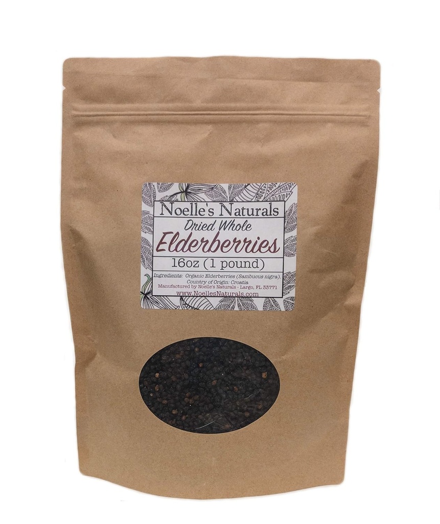 Dried Whole Elderberries - 1 Pound Bulk - Wholesale Elder Berry - For Making Elder Syrup, Tea, Gummies, Immune Support - Non-Gmo - Natural e orgánico