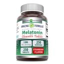 Amazing Formulas Melatonin Chewable Supplement | 5 Mg Per Serving | 250 Tablets | Non-GMO | Gluten-Free | Made in USA (Strawberry)