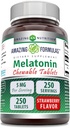 Fórmulas surpreendentes Melatonina Chewable Supplement 5 Mg Por Servindo . 250 Comprimidos . Não-GMO . Gluten-Free .