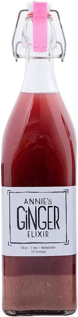 Annie's Ginger Elixir, 34oz 2-Pack, Pure Natural Organic Tonic Ginger Shot, Digestive Cleanse Boosts Immune Defense, Daily Gut Health and Wellness, Non-GMO Beverage