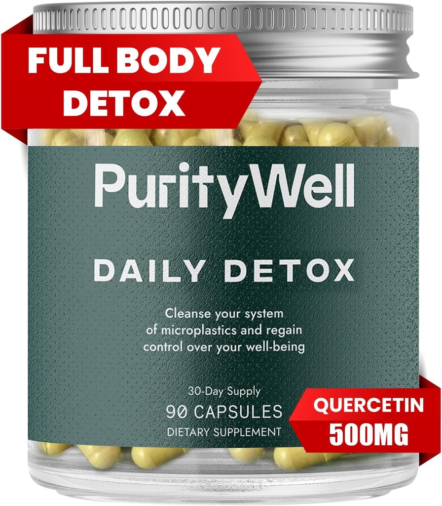 Full-Body Support Supplement med Quercetin 500mg, vitamin C & L-cysteine - støtter pustende, lever og digestiv helse – 90 kapsler