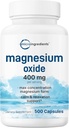 Magnesio Ossido 400mg, 500 Capsule | Forma Elementale per Max Concentrazione | Supporti Calma, Muscolo e Nerve Salute | Non OGM