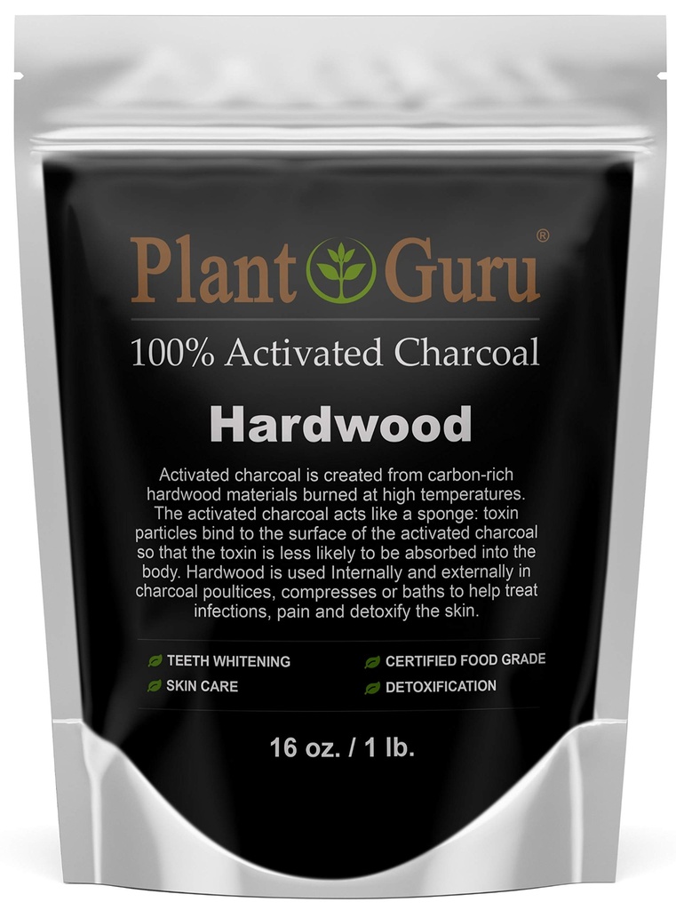 Activated Charcoal Powder 1 lb. Hardwood - Food Grade Kosher Non-GMO - Teeth Whitening, Facial Mask and Soap Making. Promotes Natural Detoxification and Helps Digestion