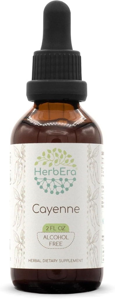 HerbEra Cayenne B60 Alkoholivaba taimeekstrakti tinktuur, kontsentreeritud vedelik tilgad Looduslik Cayenne (Capsicum annuum) 2 fl oz