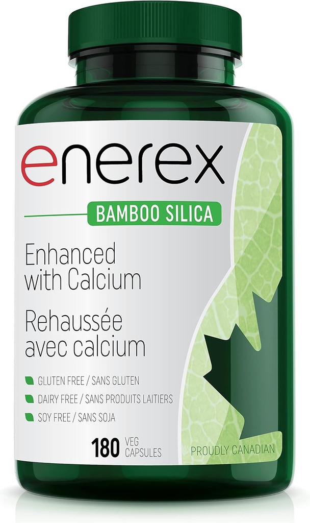 Bamboo Silica with Calcium Citrate - 180 Veggie Caps for Bone & Dental Health, Enhanced Hair, Skin & Nails Growth - Plant-Based Supplement, Bamboo Extract & Organic Silica for Wellbeing