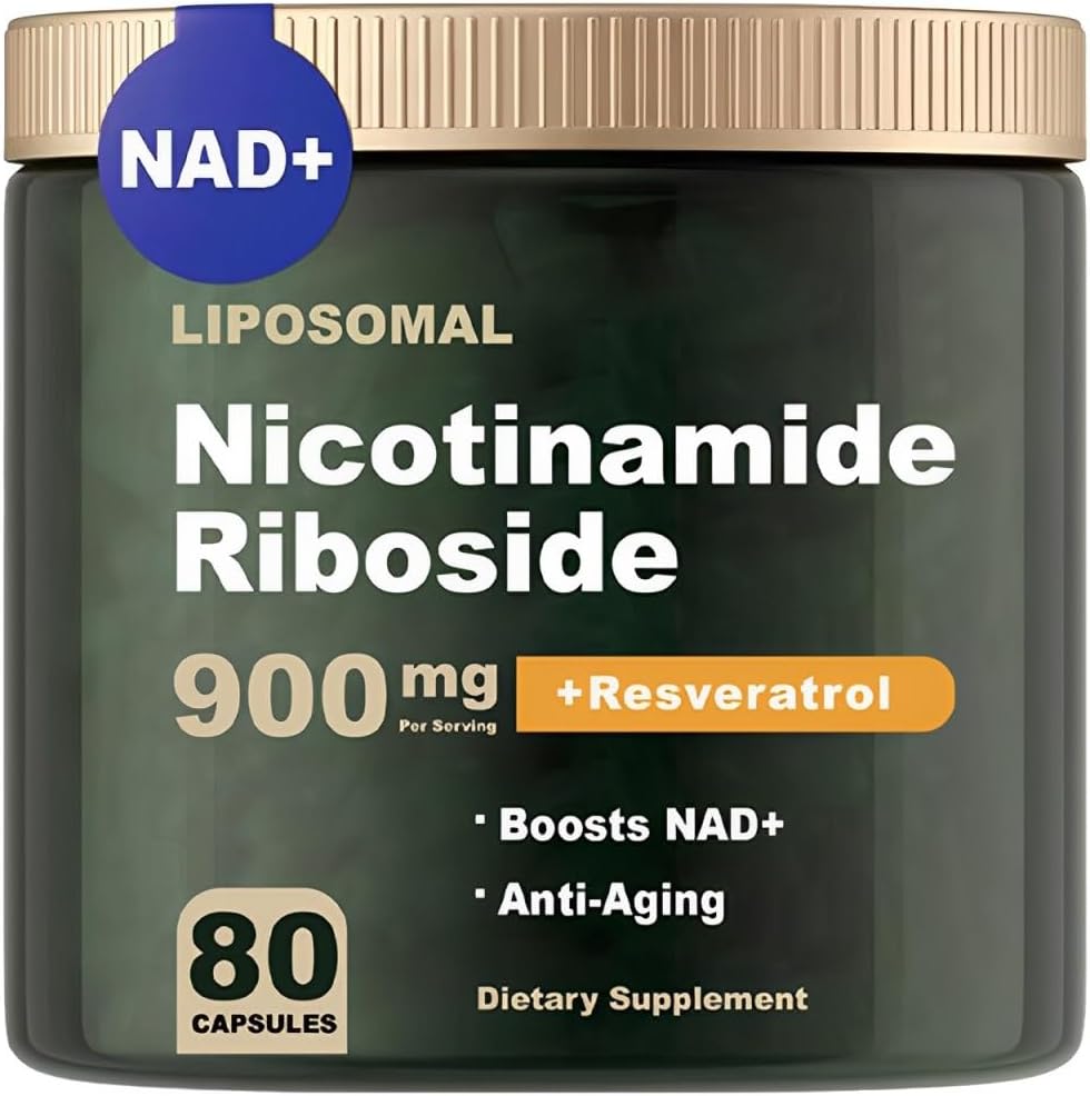 NAD Supplement - NAD Nikotynamid Riboside 900 mg, Resveratrol, Quercetin - NAD Supplement for Anti- Aging, Energy, Focus - 80 kapsułki