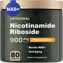NAD Supplement - NAD Nad Nad Ned Niatinamide Ribos 900 mg, Reseveratrol, Quarcetin - NAD sufflement for author-Apping, Efority, โฟกัส - 80 Capsoles