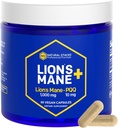 Elions Mane supplement Capsules - 1000mg Lions Mane Mushroom with 10mg PQ - Brain Cell Optimizer for Memory, Learning, Mitochondrial Function - 60 Fruiting Body Mushroom Capsules