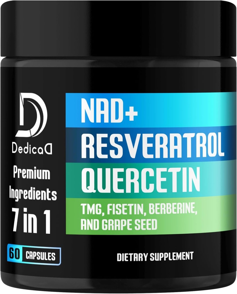 NAD.+ Suplemento - Combinado com Resveratrol, Quercetin, Berberine, Fisetina, TMG e Sementes de Uva - 60 Cápsulas