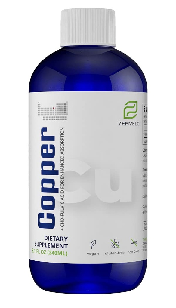 Liquid Ionic Chelated Copper | Natural Elixir for Healthy Connective Tissue | Healthy Hair, Skin, Nails & Collagen | Healthy Iron Levels | Mood Balance | 3 Month Supply
