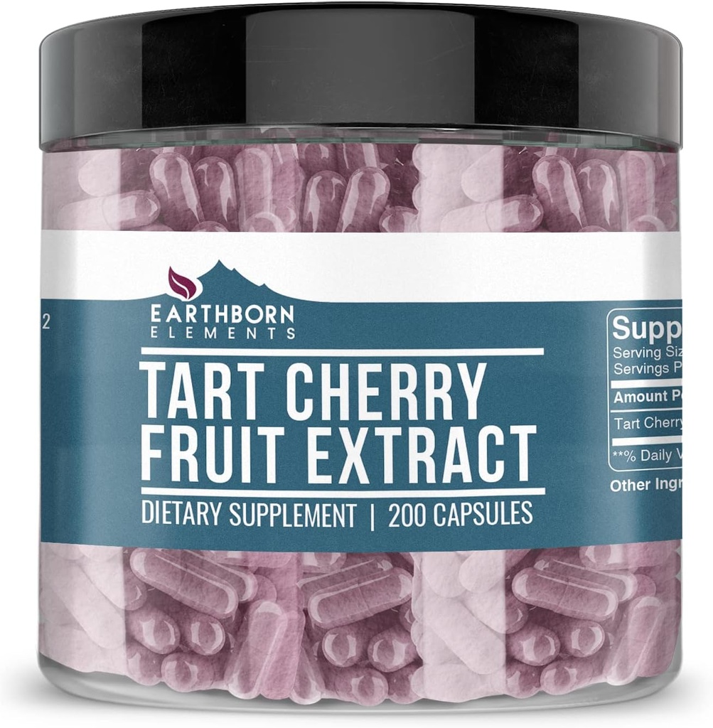 Elements Tart Cherry Extract 200 kapselia, puhdas & laimentamaton, ei lisäaineita