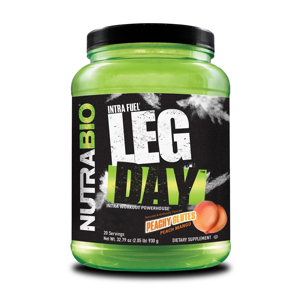 NutraBio Leg Day Intra Workout Powder - Advanced Carb Supplement with Cluster Dextrin & Electrolytes - Carb Powder with EAAs/BCAAs - Cyclic Dextrin for Performance - Peach Mango - 20 Servings
