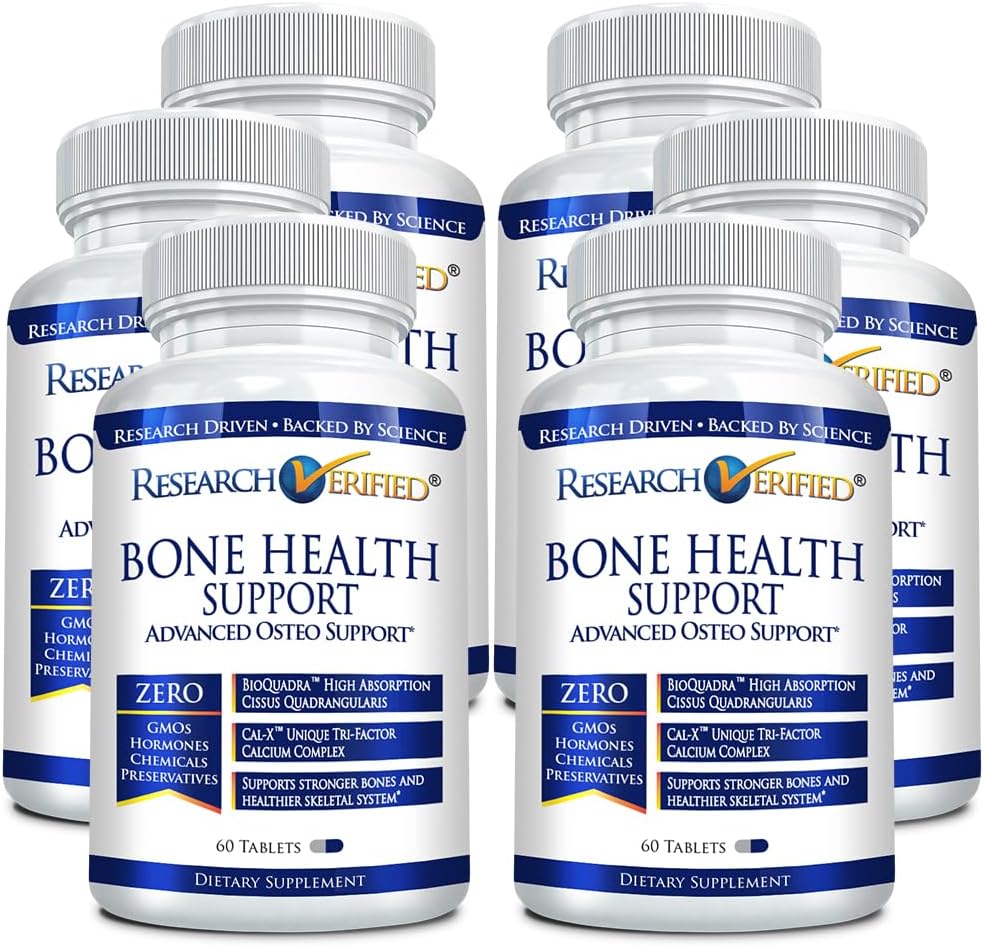 Research Verified Bone Health Support - Rebuild Bone Mass - Triple Calcium Complex, Vitamin D3, Vitamin K2, Soy Isoflavones, BioPerine - 360 Tablet - 6 Bulan Suppply