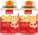 NEVISS Sugar Free CoQ10 Gefüllte Gummis mit Vitamin B12 1000mcg, Rhodiola Rosea und Panax Ginseng Extract, Vitamin B6, Coenzym Q10 Supplement, 2 Pack
