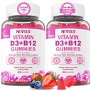NEVISS 2Pack Vegan Vitamin D3 + Vitamin B12 Gummies, High Potency D3 5000IU & 1000 mcg Methylated B12, Vitamin D3 and B12 for Adults, Support Bone Health, Immune & Energy Supplement, 120 Count