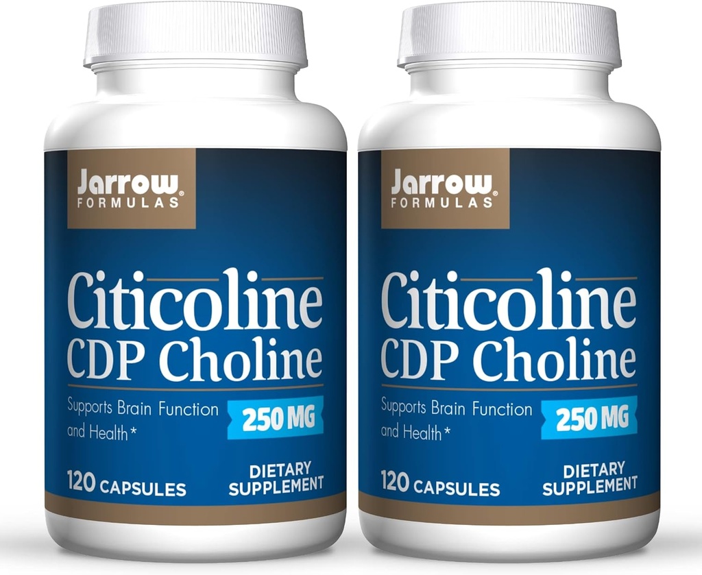 Jarrow Formulas Citicoline (CDP Choline) 250 mq - 120 Kapsül, 2 paketi - Beyin Sağlamlığı və Xidmət Performansı - 240 Ümumi Xidmətlər