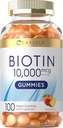 Carlyle Biotin 10000mcg Gummies - 100 count - Peach Flavor supplement - Vegan, Non-GMO, Gluten Free