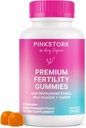 Pink Stork Fiertity Gummies cho phụ nữ – Pineapple Mango Flavor, sự hỗ trợ từ Myo-Inositol, CoQ10, Folate, Zirc, B6, B12 - Phụ kiện sức khỏe sinh sản và sản xuất — 60 Gummies