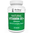 Dr. Berg Natural Vitamin B1 B6 B12 Complex - Allithiamine Vitamin B1 Supplement with 8 Essential Vitamin B Complex for Men & Women Including Thiamin, Niacin, Folate, Magnesium & More - 60 Capsules