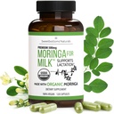 Doplněk k laktaci - Organic Moringa Kapsle pro podporu kojení pro zvýšení přísun mléka (120 ct) Čisté Malunggay Leaf Powder for Milk Production Booster & Postnatal Vitamins A E K 500mg