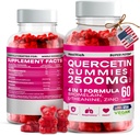 Quercetin Gummies - 2500MG mit Bromelain, L-Theanin & Zink-Vegan-Unterstützung für Kinder & Erwachsene - Allergie-Relief & Lung Health
