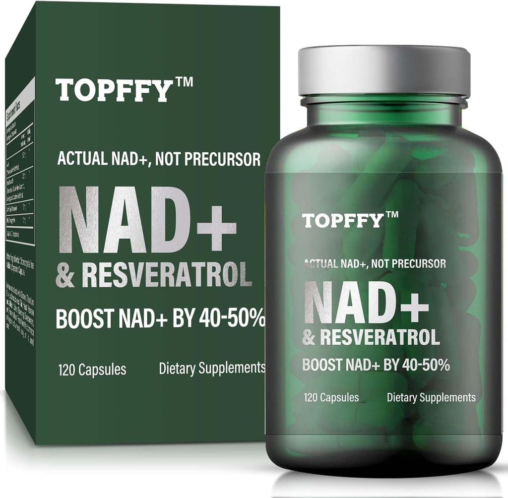 NAD + täiendus, NAD + & Resveratrooli lisa Max Absorbtsiooni jaoks rakuenergia toetamiseks, vananemine kaitse, 120 Softgels