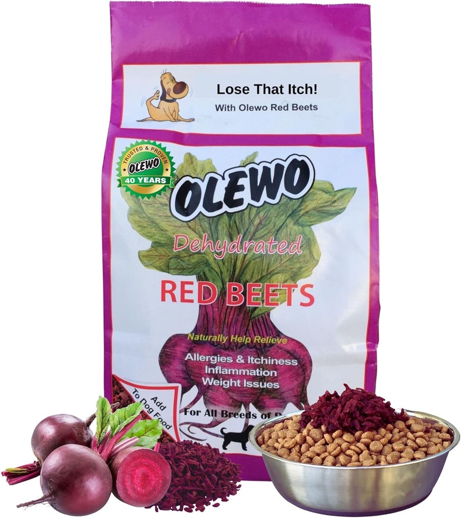 Olewo Original Red Beets for Psi – Naravni pes Anti Srbečica, Pasja hrana Topper, Podpora za kožo in plašč – Dehidrirane zelenjave za pse, pasji dodatki in vitamini, Toppers za pse, Fiber za pse, 5,5 lbs