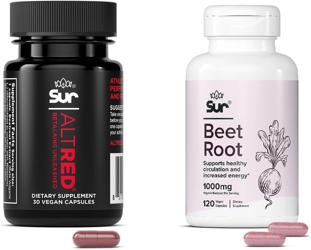 Sur Beet Root Capsules для відновлення м'язів та спортивного харчування та Sur Organic Beet Root Capsules Bundle