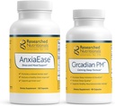 Forskede næringsmidler Afslapning Support Bundle - AnxiaEase Stress, Cortisol Management & Mood Support (120 Kapsler) & Circadian PM for Fredelige nætter (90 Kapsler)
