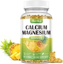 Calcium Magnesium Zinc Gummies, Calcium Magnesium 2:1 Ratio with Vitamin D3, K2, B6, B12 for Bone Strength, Muscle Function " Nerve Health, Extra Absorption Formula, Vegan, Pineapple Flavor 60 Gummies