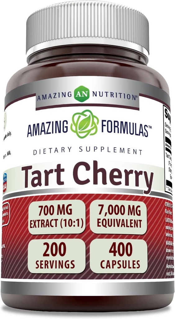 神奇的方程式 Tart Cherry 提取器 700 Mg 提取器 (10:1) Per service Capsules 补编 + 等于 7000 Mg → Non-GMO → Gluten Free → 在美国制造(400 Counter, 1 Pack)